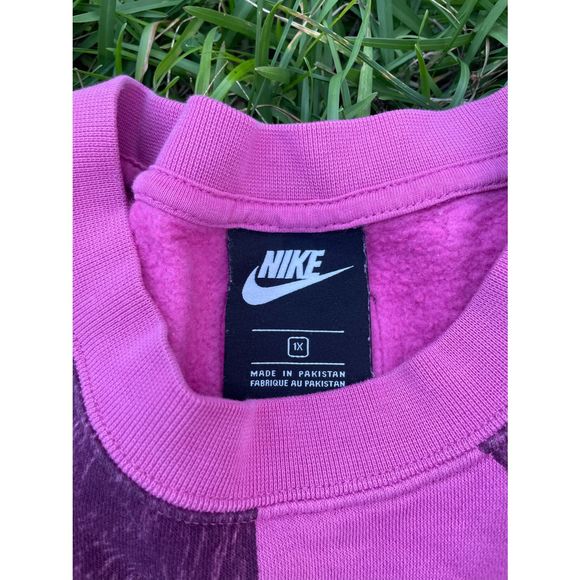 Mint Women's Size 1X Nike Icon Clash Fleece Crop Crew Pullover DB5994-665 Pink - Picture 3 of 8